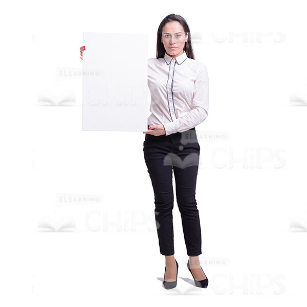 Serious Businesswoman Holding White Poster Cutout Photo-0