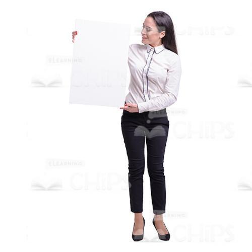 Cutout Photo Of Happy Young Woman Holding Placard-0