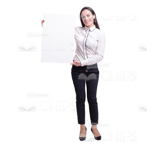 Cutout Business Woman Holding White Vertical Banner-0