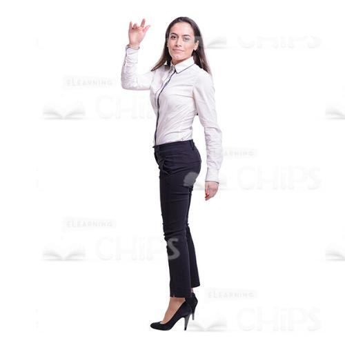 Nice Young Businesswoman Raising Up Right Hand Cutout Image-0
