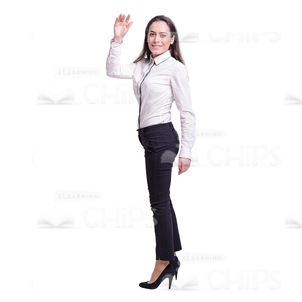 Young Businesswoman Waving Hand Side View Cutout Image-0