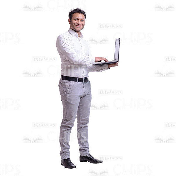 Surfing With Laptop Smiling Businessman Cutout Photo-0