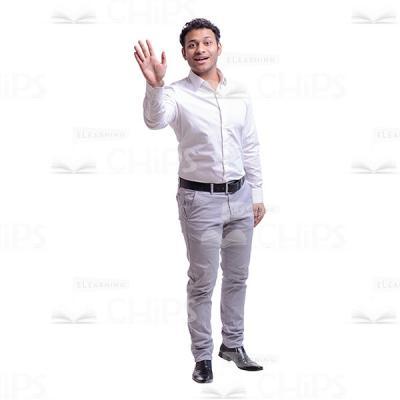 Young Businessman With Hello Gesture Cutout Photo-0