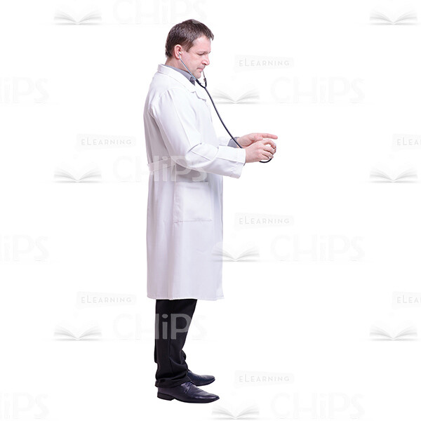 Profile View Doctor Observing With Stethoscope Cutout Photo-0