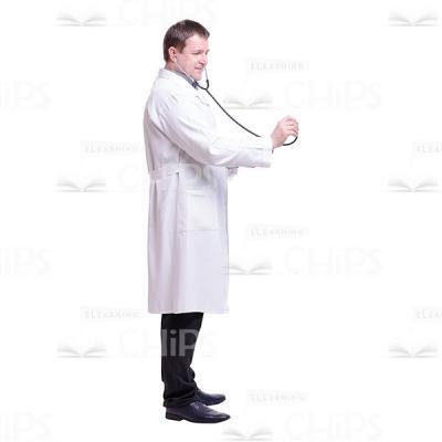 Profile View Doctor Inspecting With Stethoscope Cutout Photo-0
