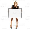 Joyful Businesswoman Holding Poster Cut Out Image-0