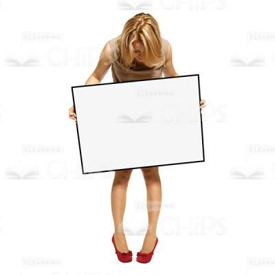 Cutout Businesswoman With White Board Holding Presentation-0
