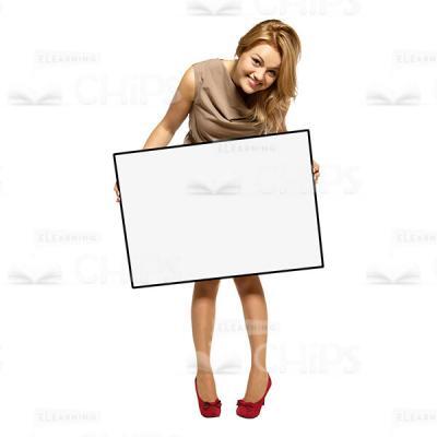 Joyful Woman With White Banner Cutout Image-0