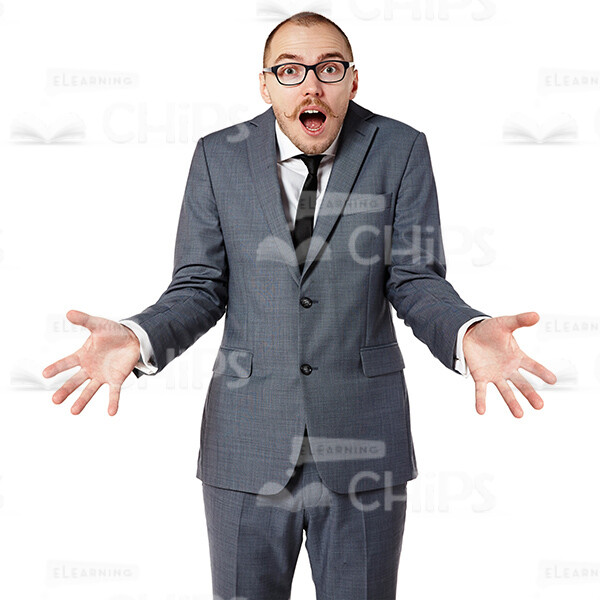 Discouraged Businessman Spread Arms Cutout Image-0