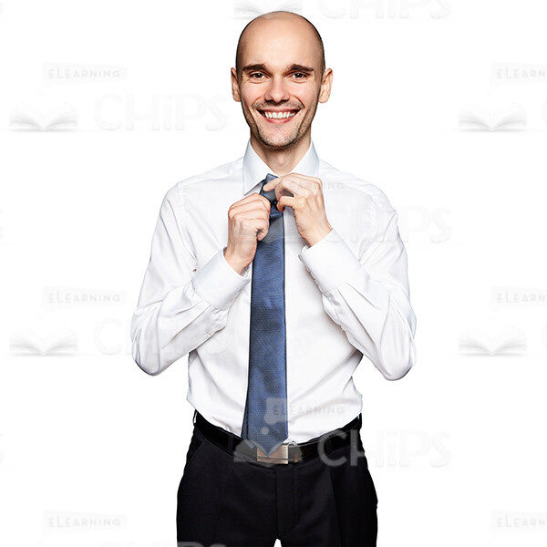 Cutout Picture Of Smiling Businessman Holding Hands On Tie Knot-0