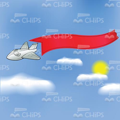 Airplane With Red Banner Vector Image-0