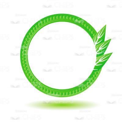 Green Circle With Several Leaves Vector Background-0
