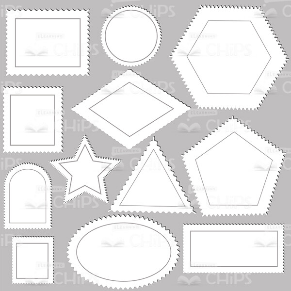 White Vector Postage Stamps Samples Over Grey Background-0