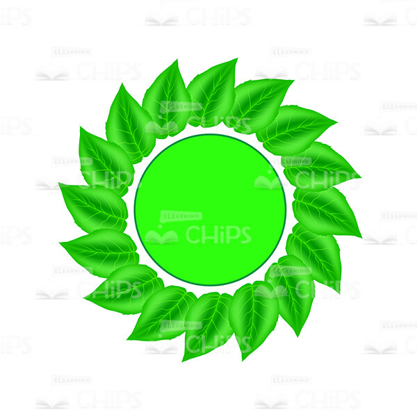 Green Circle With Leaves Vector Object Isolated On White Background-0
