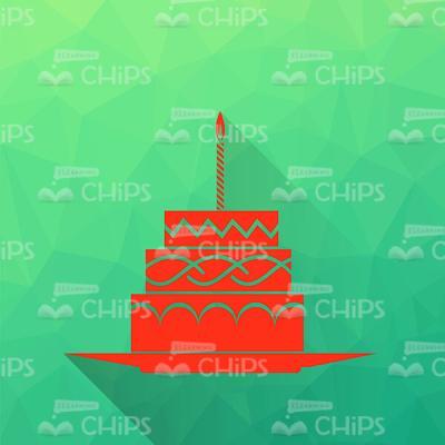 Tiered Party Cake With One Candle Vector Image-0