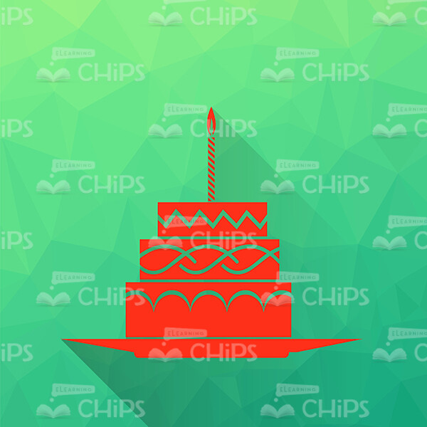 Tiered Party Cake With One Candle Vector Image-0