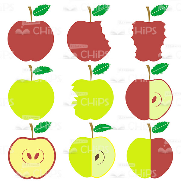 Fresh Apples Vector Icon Set-0