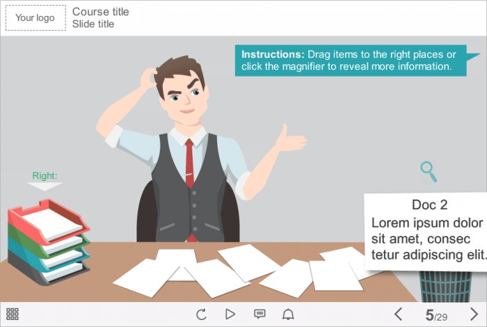 Drag and Drop Quiz — Articulate Storyline e-Learning Templates