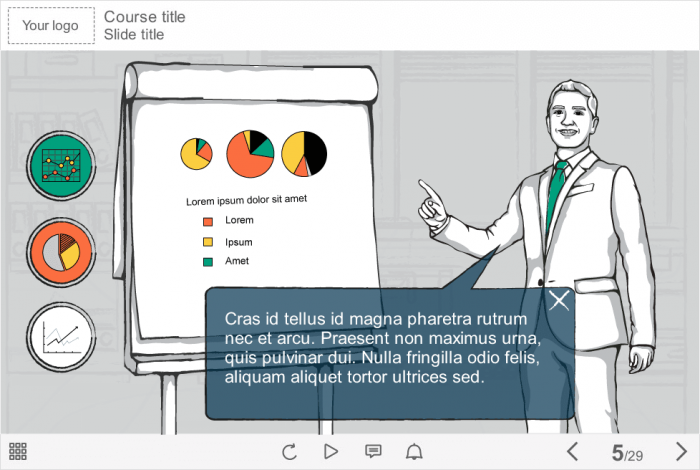 Vector Man Pointing On Flipchart — Download Storyline Template for eLearning