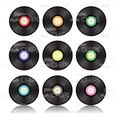 Colored Vinyl Records Set Vector Image-0