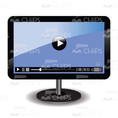 TV Screen With Launched Video Player Vector Image-0