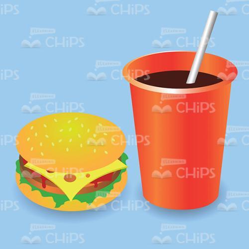 Cheese Burger With Soda Water Vector Image-0