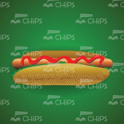 Hot Dog Over Green Background Vector Image-0