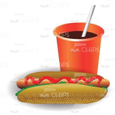 Street Fast Food: Hot Dog And Soda Water Vector Image-0