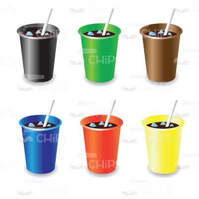 Colored Disposable Cups With Lemonade Vector Image-0