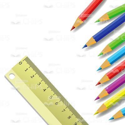 Ruler With Colorful Pencils Vector Image-0