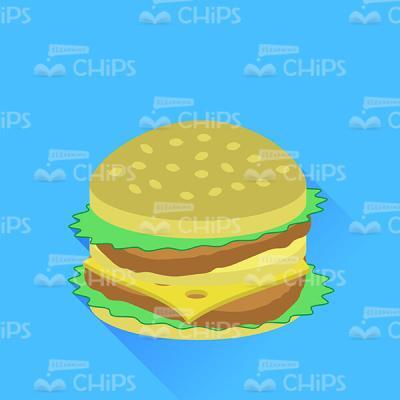 Tasty Burger Over Blue Background Vector Image-0