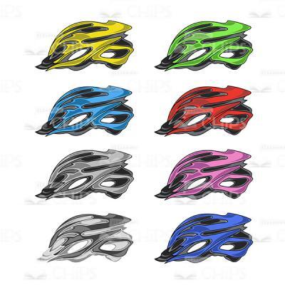 Colored Cycling Helmets Set Vector Image-0