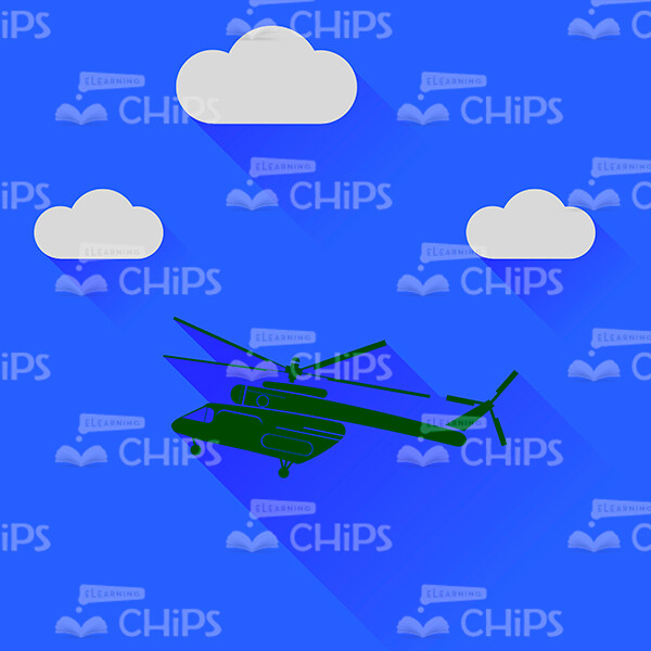 Helicopter Silhouette On Blue Sky Background Vector Image-0