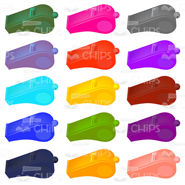 Colorful Plastic Whistles Set Vector Image-0