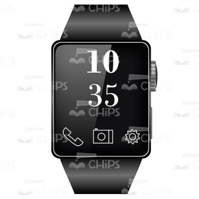 Black Colored Smart Watch Vector Image-0