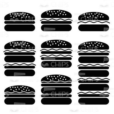 Black Colored Burger Vector Image Set-0