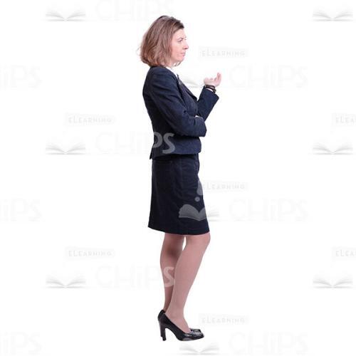 Business Lady Gesturing With Left Hand Profile View Cutout-0