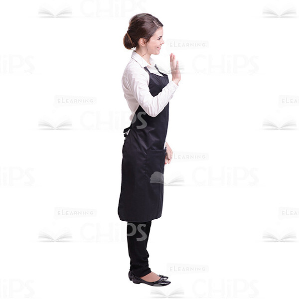 Handsome Waitress Waving Hand Cutout Photo-0