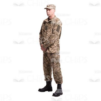 Crossed Hands Mid-Aged Colonel Standing Sideway Cutout Photo-0
