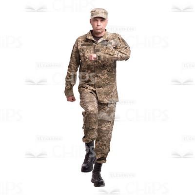 Serious Marching Mid-Aged Military Man Cutout Photo-0