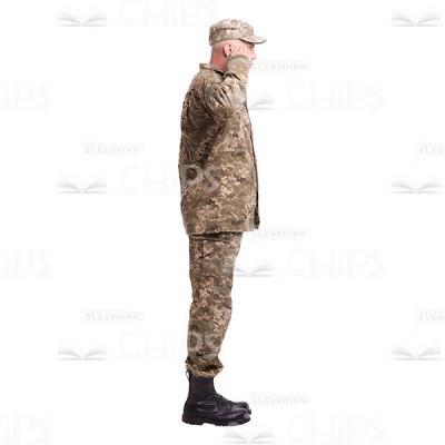 Profile View Saluting Mid-Aged Military Man Cutout Photo-0