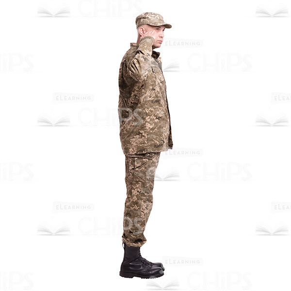Profile View Saluting Mid-Aged Lieutenant Cutout Photo-0