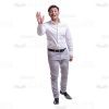 Waving Young Businessman Cutout Photo-0