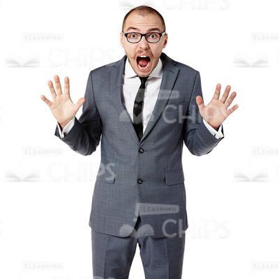 Shocked Young Man Throwing Hands Up Cutout Photo-0