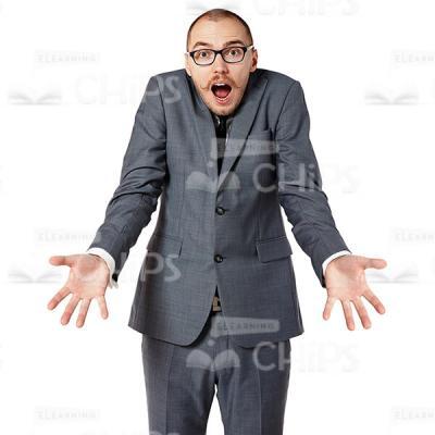 Cutout Image Of Surprised Business Man Throwing Hands Up-0