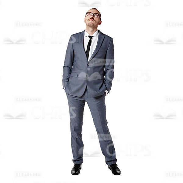Cutout Picture Of Thoughtful Businessman Holding Hands In Pockets-0