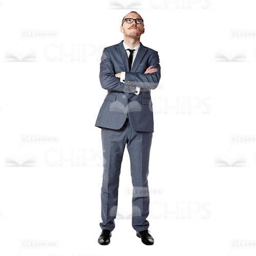 Pensive Business Man Crossed Arms Cutout Picture-0