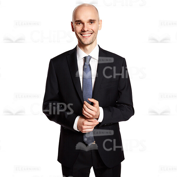 Cutout Image Of Satisfied Businessman Fastening Sleeve Button-0