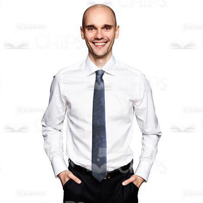 Cutout Image Of Happy Young Businessman Holding Hands In Pockets-0