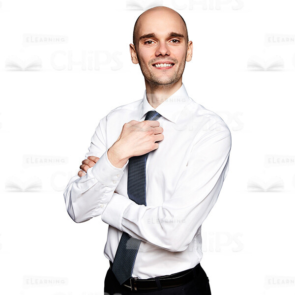 Smiling Business Man Touching The Tie Knot Cutout Picture-0